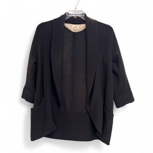 Wilfred | Black Crepe Cardigan Blazer Size 4 Work Wardrobe Capsule Dark Academia